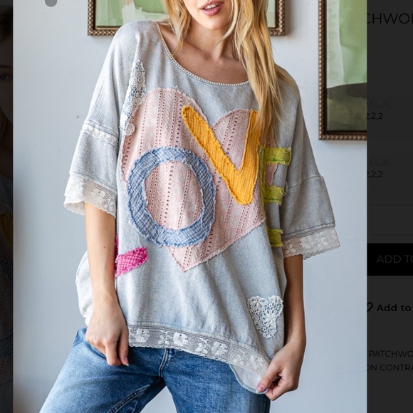 Oli and Hali Love Letter Patchwork Reversible Top SR6 - Picture 2 of 12